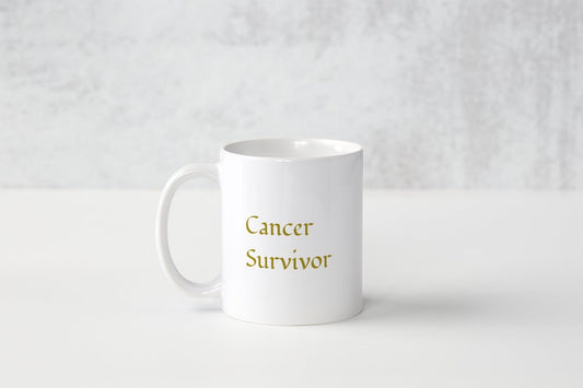 Inspirerende theemok voor een ex- kanker patiënt. Cancer Survivor mok.