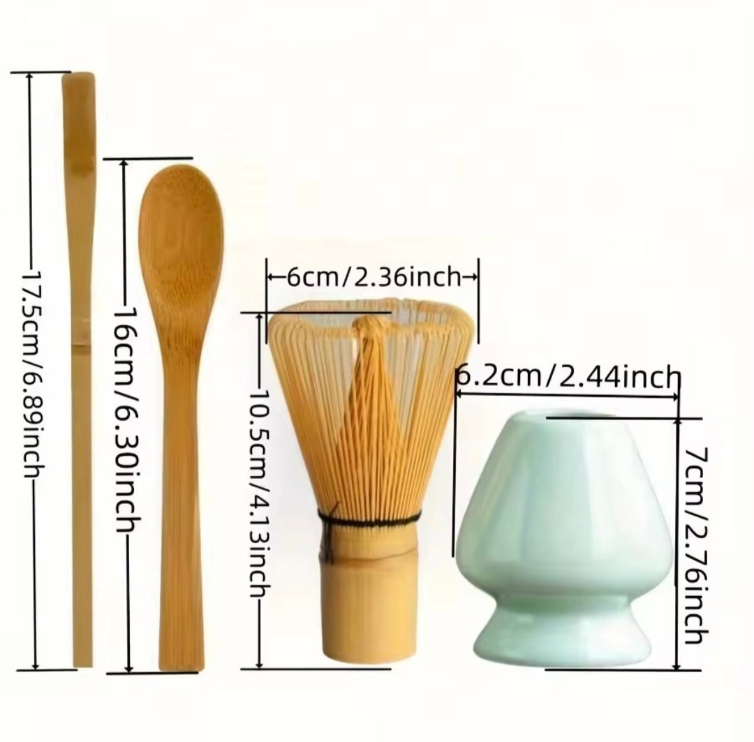 Complete Matcha Set (3 stuks) – Chasen, Chashaku & Keramische Fitting voor Authentieke Theeceremonie