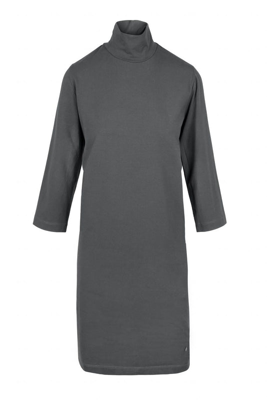 Basic jurk met warme col van Zusss- antracietgrijs - maat Medium.