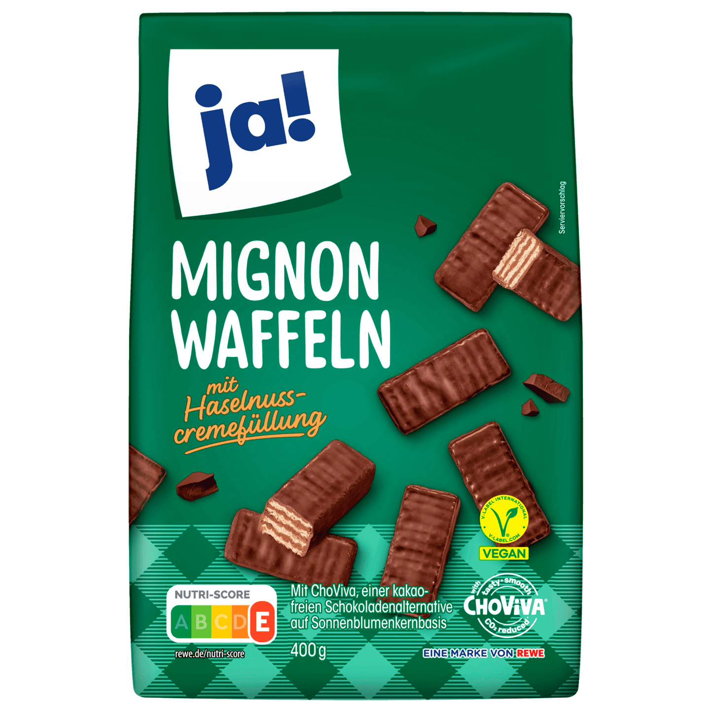 Mignon chocolade Waffels met hazelnootcreme vulling - 400 gram