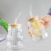 Matcha glas inclusief rietje - wave - 550 ml