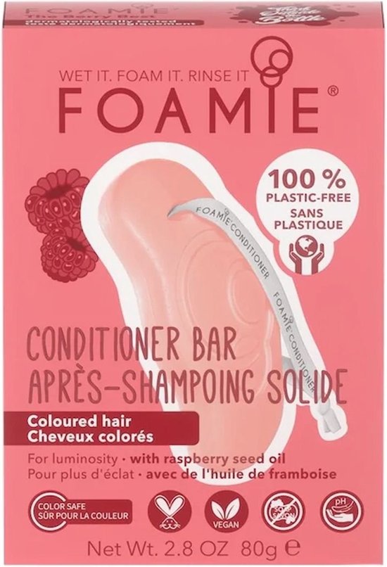 Foamie Conditioner Bar voor Gekleurd Haar - The Berry Best: Voor Langdurige Kleurbehoud en Intensieve Verzorging - 125 gram