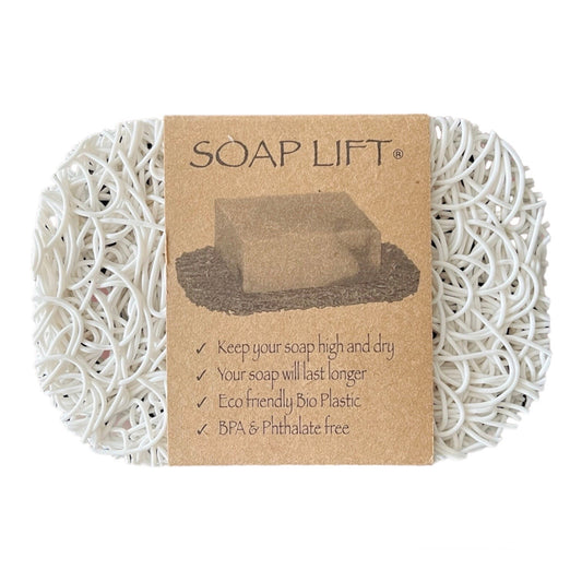 "Een elegante witte soapbarhouder zonder BPA en Phthalate, perfect voor een stijlvolle badkamerinrichting."