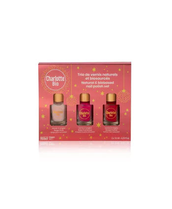 Kerst giftbox - van Charlotte Bio - met natuurlijk en biobased nagellak set in 3 elegante kleuren.