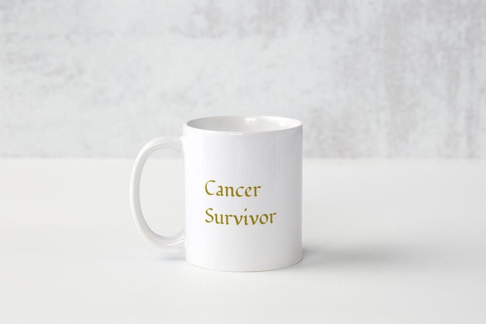 Inspirerende theemok voor een ex- kanker patiënt. Cancer Survivor mok. 