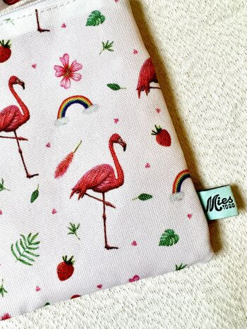 Mies to go - handgeschilderde flamingo pennen etui - voorkant