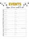 Events planner out of the Vegan Christmasplanner of The Vegan Saint-english