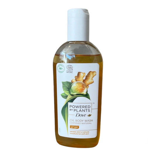 "Flacon Dove Powered by Plants - Oil Body Wash - Ginger met natuurlijke ingrediënten voor een verfrissende douche-ervaring."