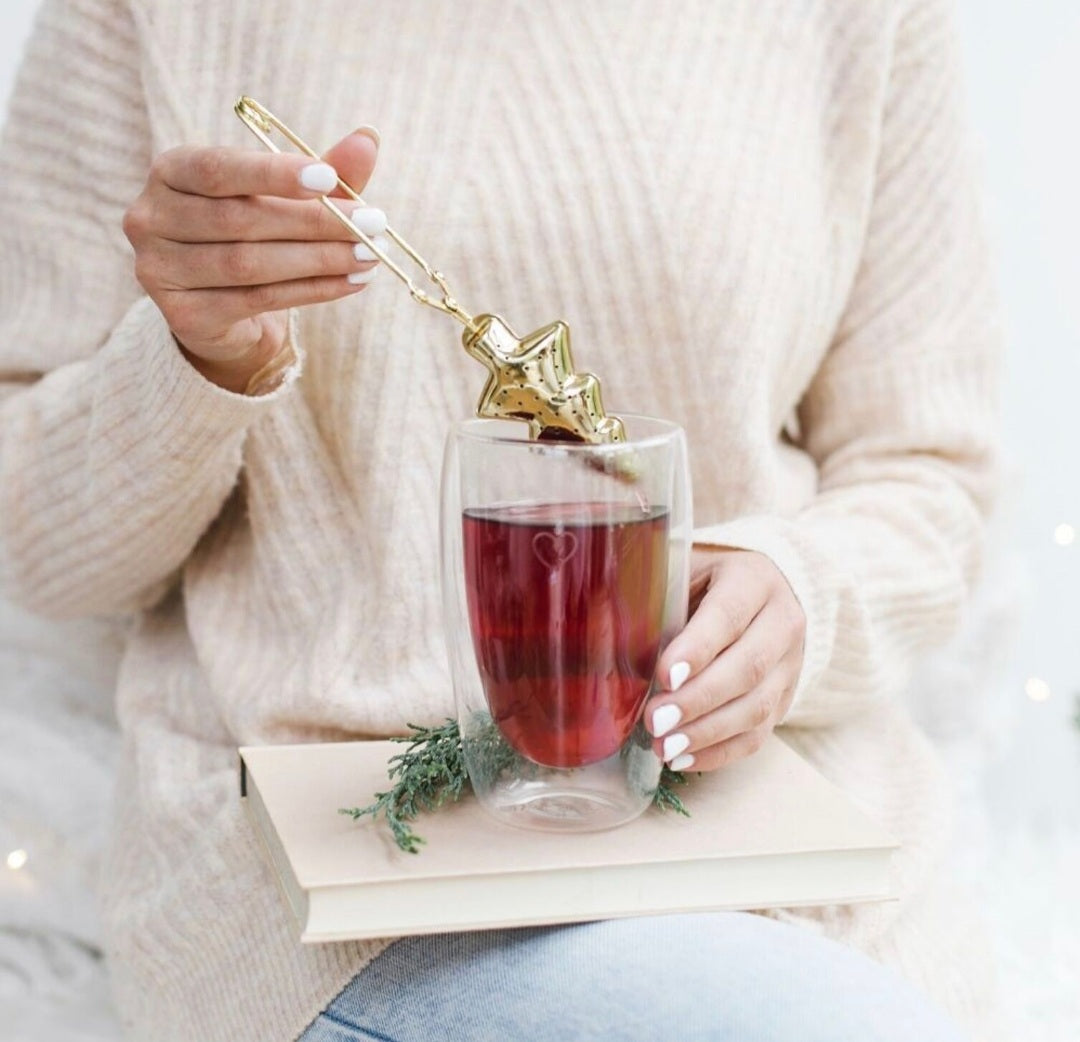 Goudkleurige theetang voor de kerst thee, leuk om kado te geven