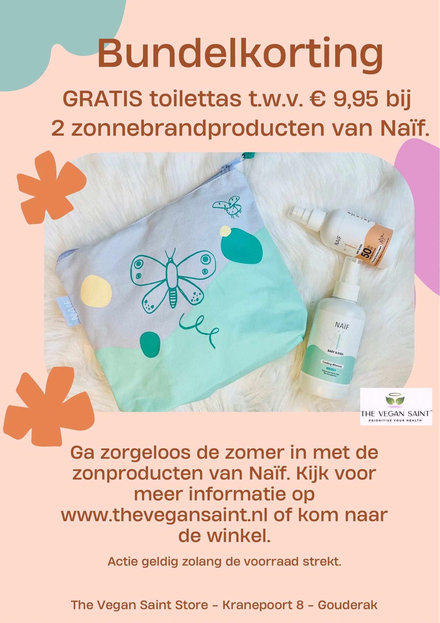 Bundelkorting met de zonproducten van Naïf! Gratis toilettas t.w.v. €9,95