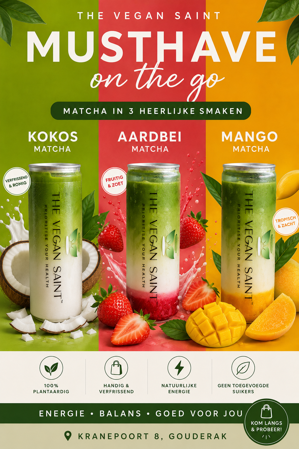 MATCHA TO GO |AARDBEI | MANGO | KOKOS | 350 ml
