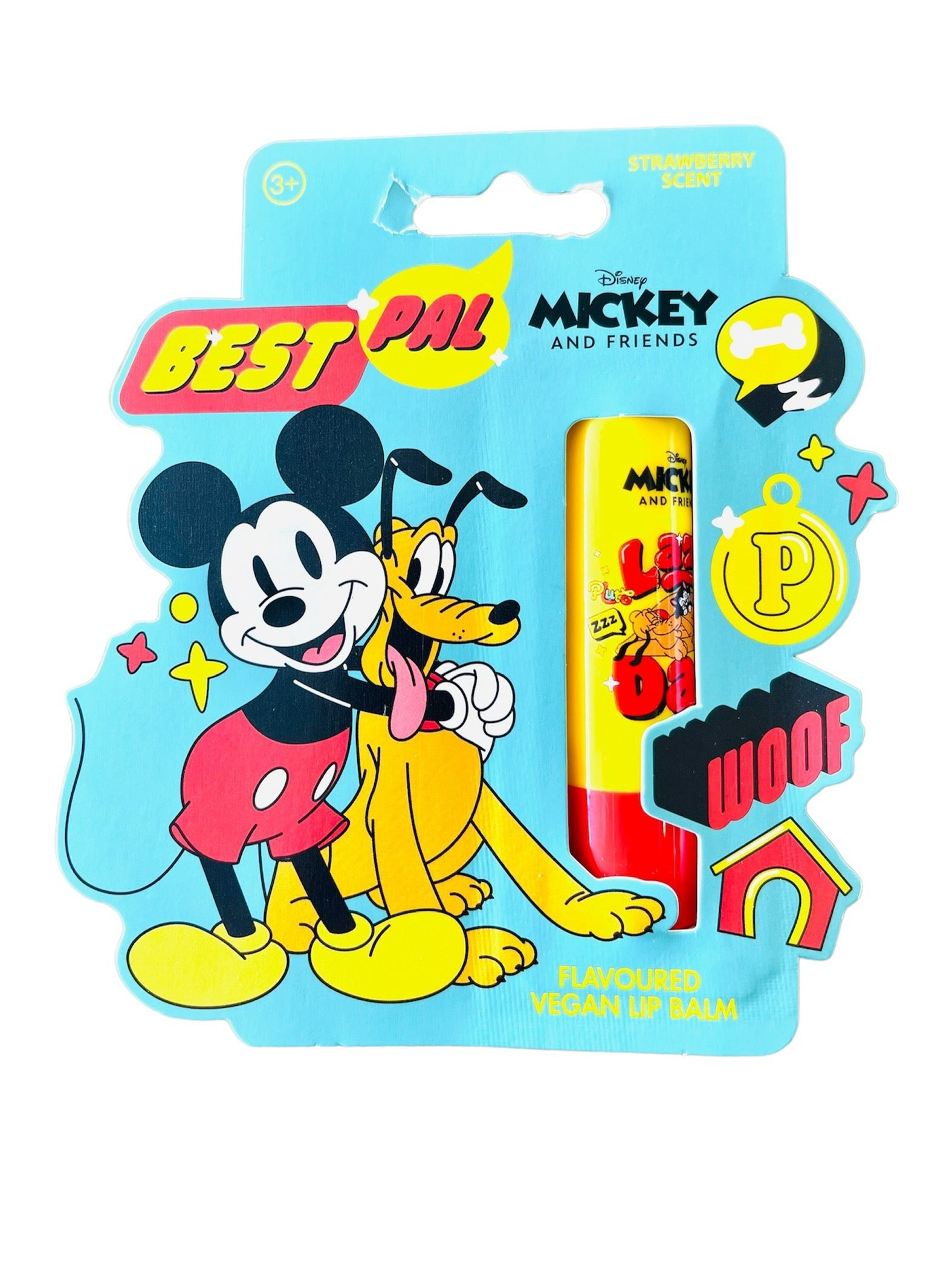 Vegan lipbalm met aardbeismaak voor kinderen van Disney Mickey & Friends.