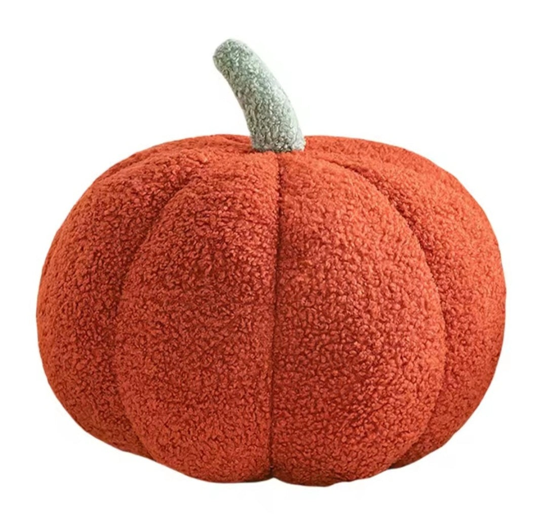 Pompoen sierkussen - Teddy fleece 3D - Herfst decor - 20 cm - Rood