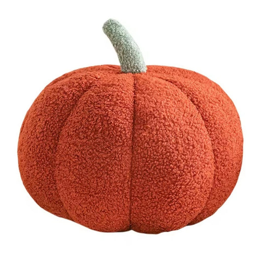 Pompoen sierkussen - Teddy fleece 3D - Herfst decor - 20 cm - Rood