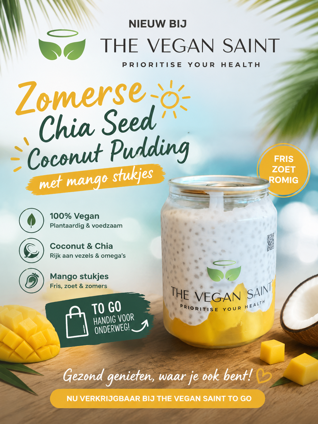 The Vegan Saint - mango kokos chia pudding - 250 gram