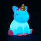 Unicorn nachtlampje voor de kinderkamer met unicorn in blauw licht
