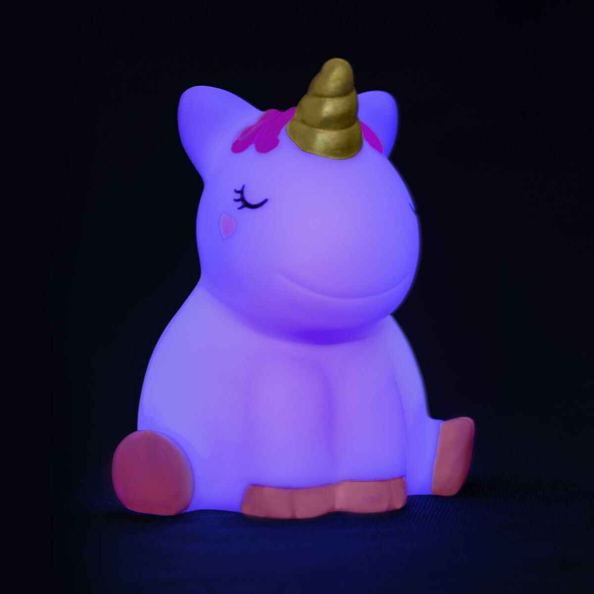 Unicorn nachtlampje voor de kinderkamer met unicorn in paars licht