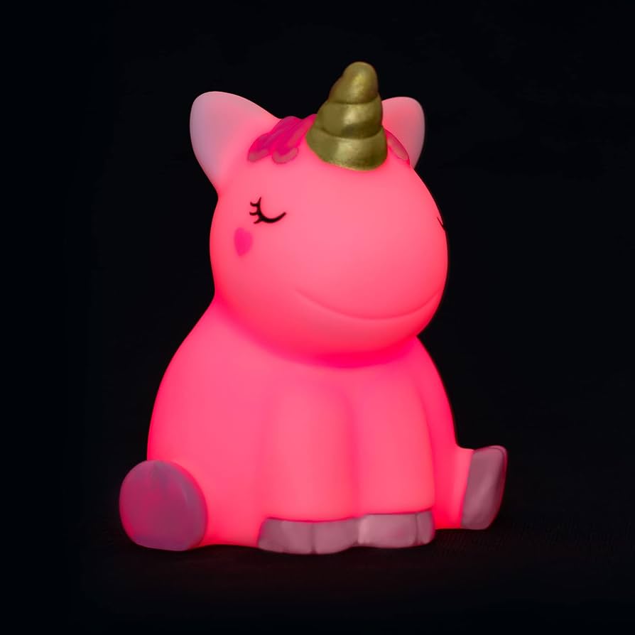 Unicorn nachtlampje voor de kinderkamer met unicorn in roze licht