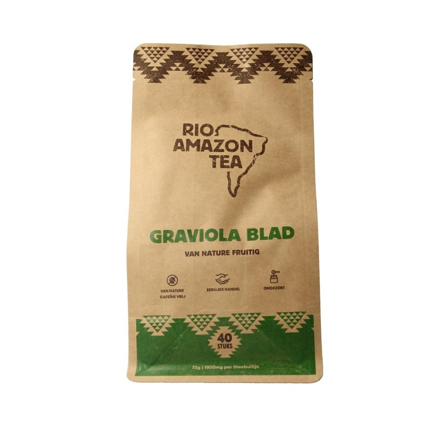 Graviola zuurzak thee - 100% pure zuurzak blad thee - 72 gram -40 builtjes