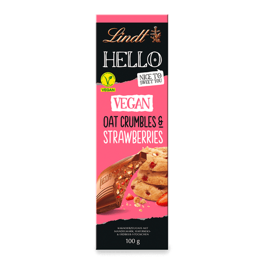 Lindt HELLO Vegan Havermoutkruimels & Aardbeien -  100 g