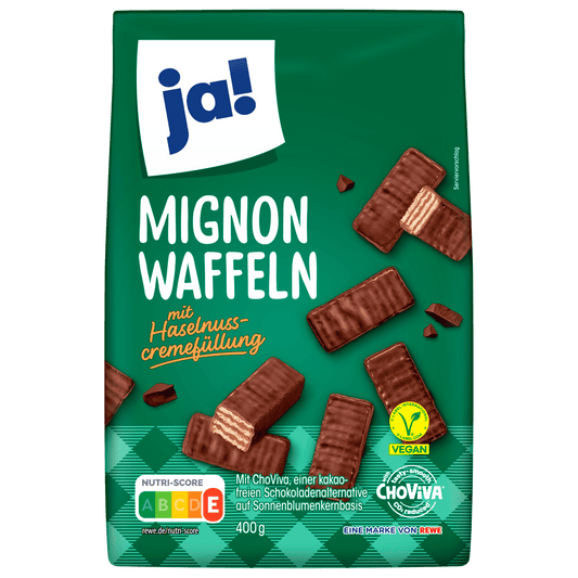 Mignon chocolade Waffels met hazelnootcreme vulling - 400 gram